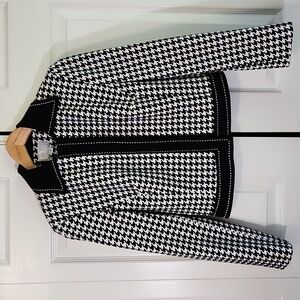 Vintage Alberto Makali Black & White Houndstooth Blazer Jacket SZ 4 Preppy USA‎